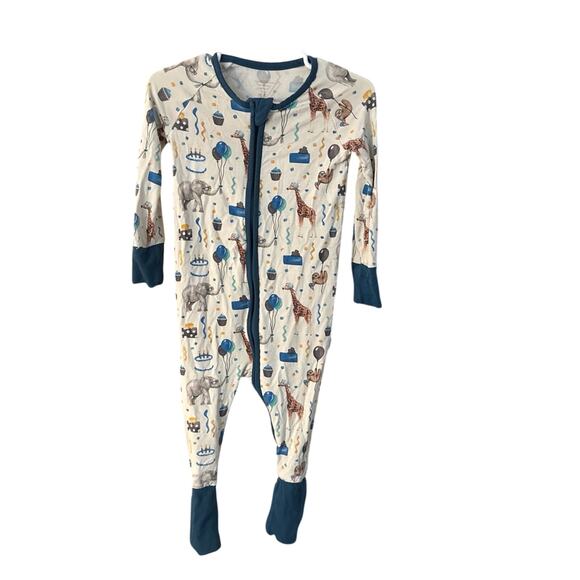 Baby Bamboo Convertible Romper, Birthday Animals, 12-18mo - Picture 1 of 2